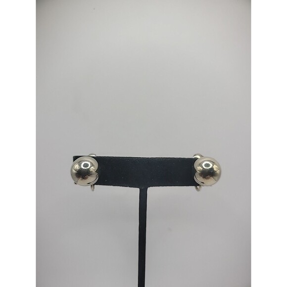 Vintage Earrings Clip On Gold Tone Ball Round Stud Jewelry Costume - Picture 2 of 14